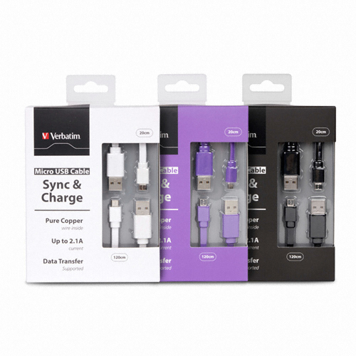 버바팀 마이크로 5핀 고속충전 케이블 세트 (0.2m+1.2m)_이미지