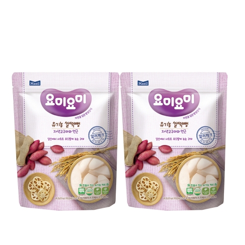요미요미 유기농 쌀떡뻥 자색고구마와 연근 30g (2개)_이미지