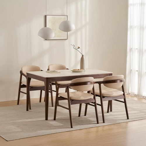 삼익가구 더우디 포세린 통세라믹 원목 식탁 1400