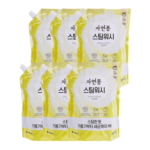LG생활건강 자연퐁 스팀워시 4X 레몬향 리필 1L (6개)