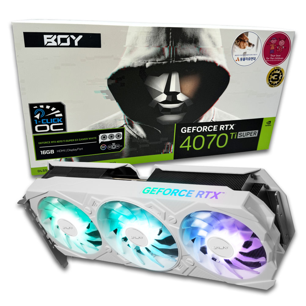 갤럭시 BOY 지포스 RTX 4070 Ti SUPER EX GAMER WHITE OC D6X 16GB_이미지