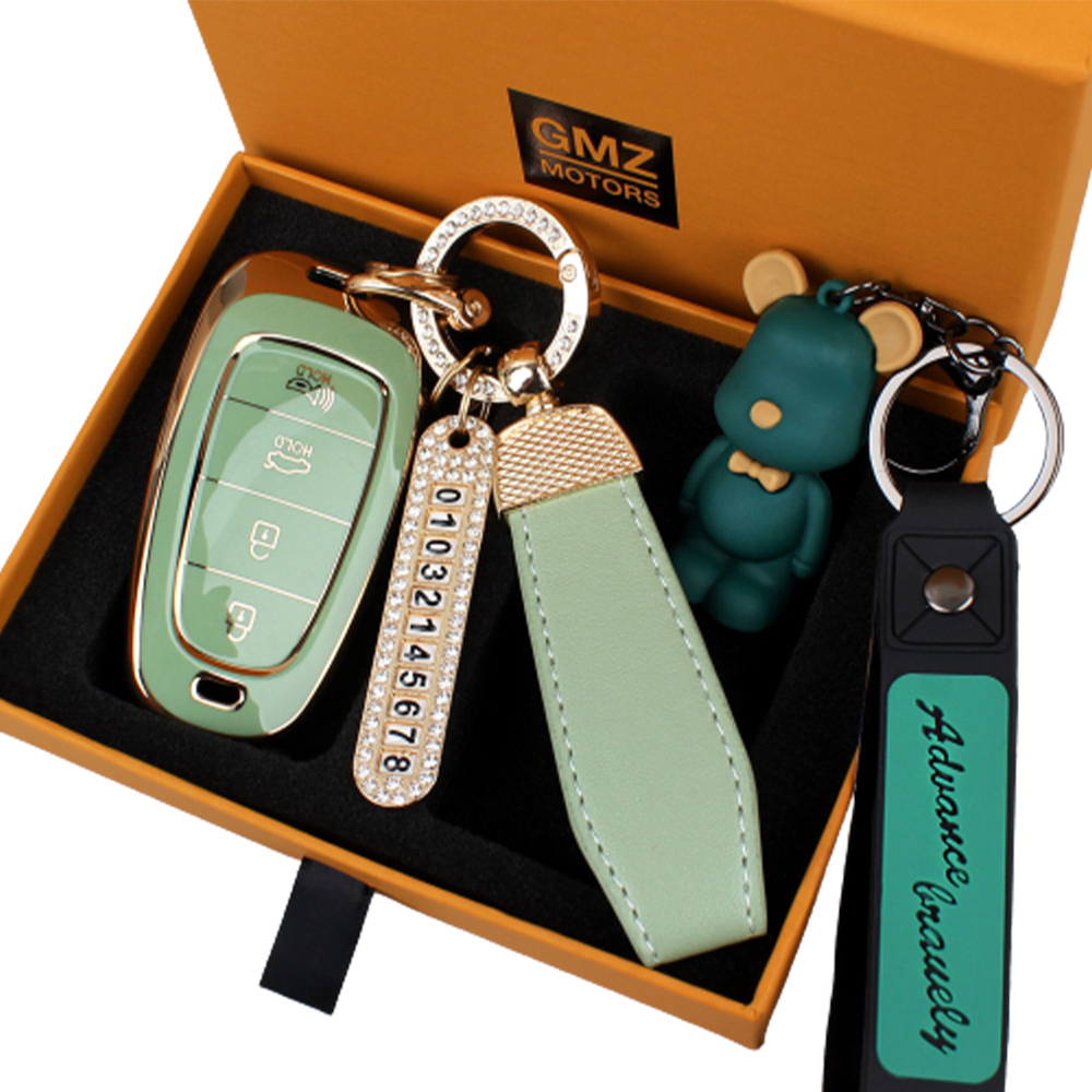 TPU 스마트키 케이스 AH-05 + 스트랩 키링 세트