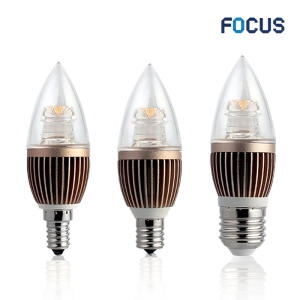 포커스 LED E14 투명 촛대구 주광색 4W