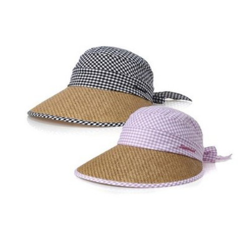 선덜랜드 지퍼탈부착 펄프우드창 깅엄체크 리본 썬캡 16612CP21_이미지