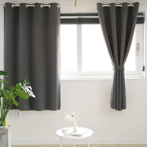 뷰하우스 비츠 아일렛 암막커튼 커튼봉세트 (2장, 창문형, 135x170cm)_이미지