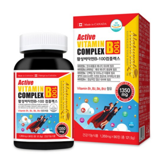 한국바이오팜 네추럴라이즈 활성비타민B-100 컴플렉스 90정 (4개)