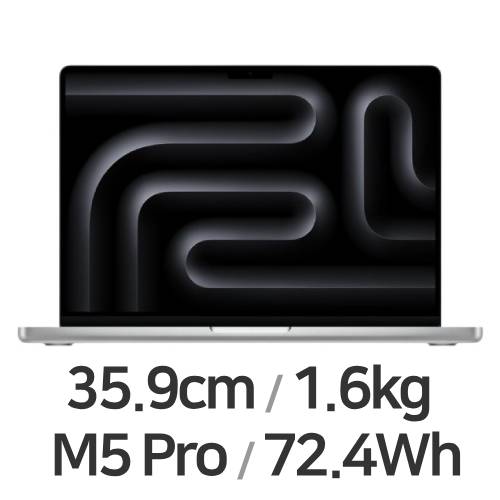 APPLE 맥북프로14 M5프로 15코어 CPU, 16코어 GPU 실버 (램24GB, SSD 2TB)