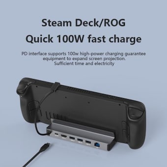 스팀 덱 도크 6-in-1 도킹 스테이션 덱/ROG <b>Ally</b>용 4K60HZ HDTV PD 100W 3USB 3.0 기가비