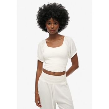 슈퍼드라이 Co SMOCKED Blouse off white 7502525_이미지