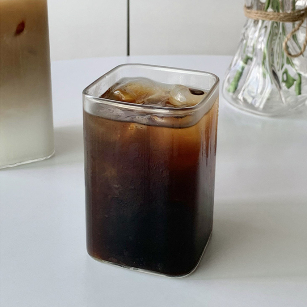 홈카페 투명 내열유리 사각형컵 250ml
