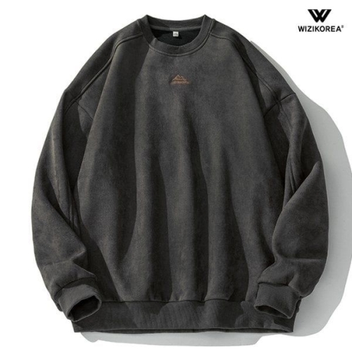 위즈아이 남성 여름 스웨이드 맨투맨 커플 봄 가을 티셔츠 WI051T 1266102_이미지