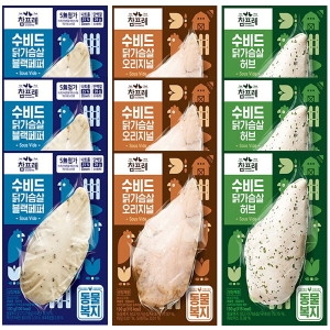 동물복지 수비드 닭가슴살 130g 오리지널3+블랙페퍼3+허브3
