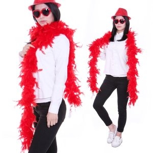 파티공구 깃털목도리 대 레드 깃털 목도리 레드 파티 이벤트 개그 변장 용품 코믹 소품