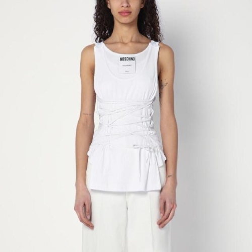 ��Ű�� White tank top in cotton with laces A12060445/XI_MOSCH-0001_102-42 W..