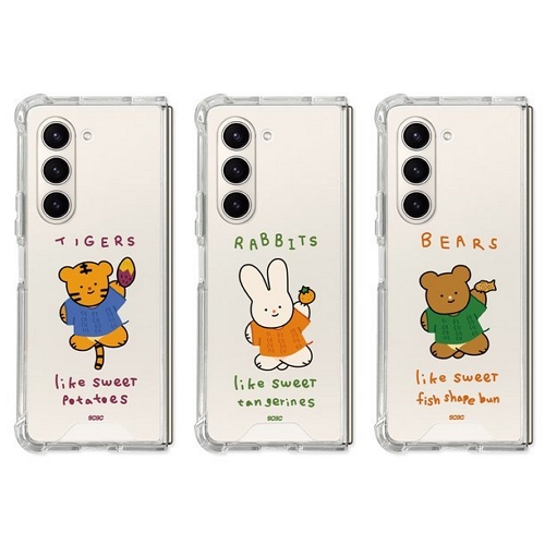 갤럭시Z 폴드5 9C9C 겨울간식 냠냠 젤하드 클리어 케이스