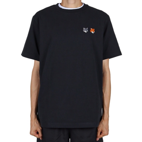 메종키츠네 남성 더블 볼드 폭스헤드 컴포트 반팔티 앤트러사이트 OM011CFKJ0118 P190