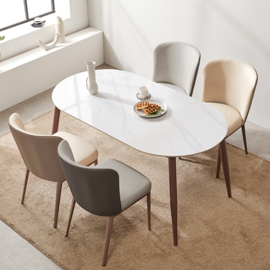 라로퍼니처 루카 유광 타원 포세린 통세라믹 식탁 1500 (의자4개)_이미지