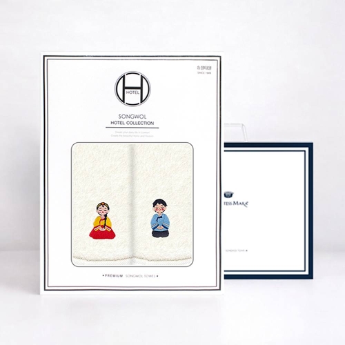 송월타월 추석 한가위 한복자수 호텔수건 150g (2장)_이미지