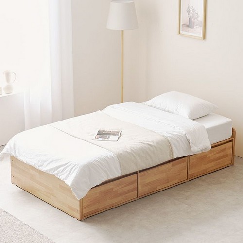 리빙디자인연구소 헤이몰리 라빈 컴팩트 무헤드 수납 침대 S (독립스프링)