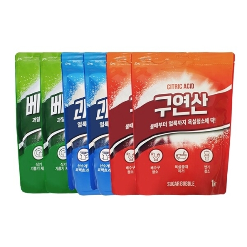 슈가버블 베이킹소다 2kg + 과탄산소다 1kg + 구연산 1kg (2세트)