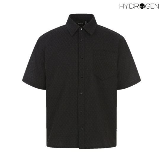 하이드로겐 남성 자카드 반팔 셔츠 H11F2TO201_BK_이미지