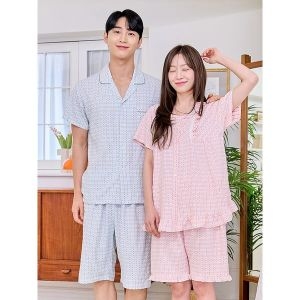 CA5S14116 커플잠옷 파자마 남성 여성 여름 반팔 잠옷