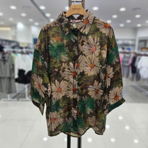 HC07 해바라기 롱 쉬폰 블라우스 A25SH5308