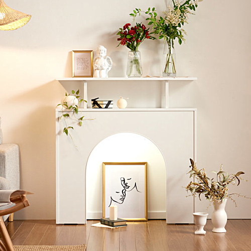 우림가구 트리니홈 LED 벽난로 콘솔 아치형 장식장 L