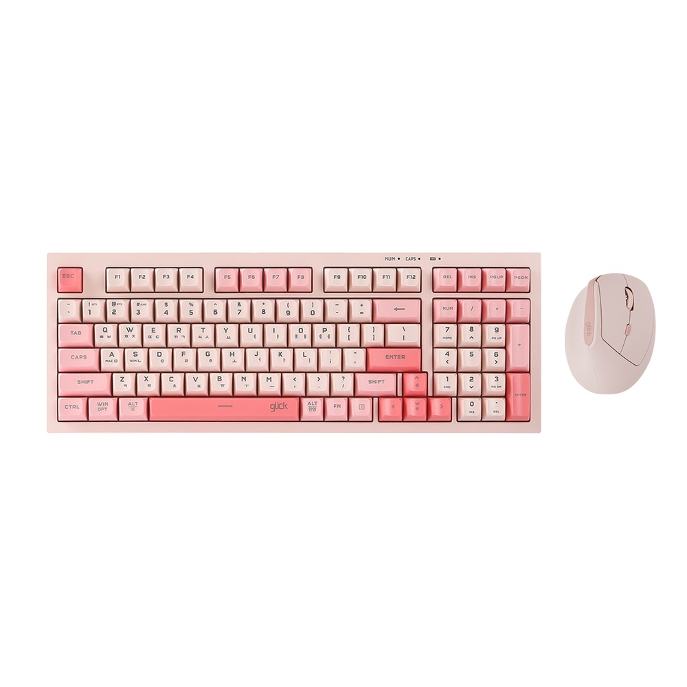 지클릭커 오피스프로 WMK560 사일런스 M RGB 무소음 무선 키보드 마우스 세트 98 (Pink, RC2)_이미지