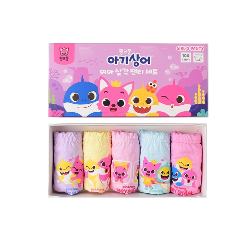 핑크퐁 여아용 2 아기상어가족 팬티 5종 세트 혼합색상 110_이미지