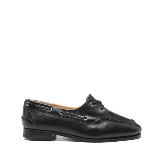 카프 스킨 레더 로퍼 with metal details Decorative 레이스 at the front Rubber so..
