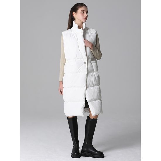 미니멀 페미닌 원버튼 패딩 롱베스트 3129901