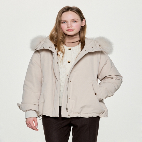 여성 폭스퍼 숏 헤비 구스 다운 야상 HSJU5D101