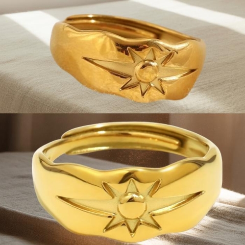 디작소 여성 크로스보더 스타 스틸 골드 오픈 링 반지 41279767