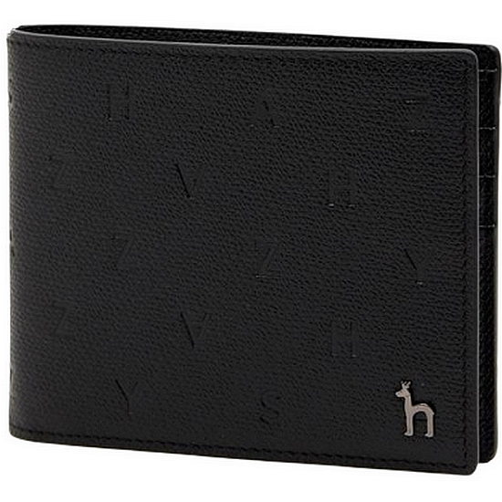 헤지스 블랙 가죽 음각 레터링 패턴 반지갑 HJWA1E580BK_이미지