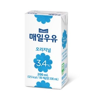 매일유업 매일우유 오리지널 3.4% (멸균) 200ml이미지입니다. 누르면 해당 게시물로 새창이동합니다.