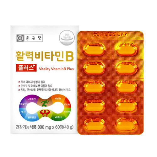 종근당건강 활력 비타민B 플러스 800mg 60정 (1개)