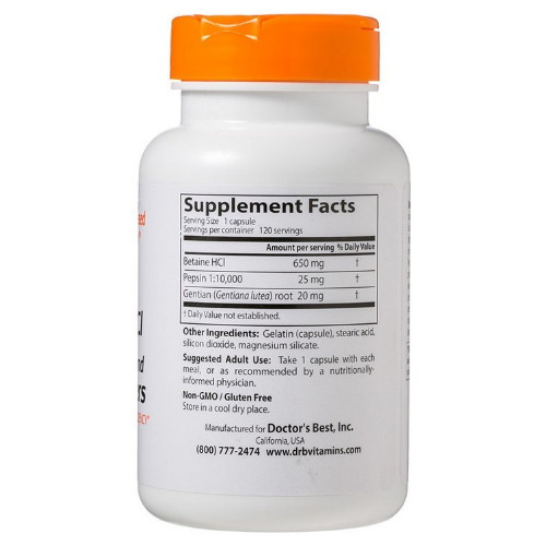 닥터스베스트 베타인 HCI 펩신 앤 젠티안 비터 120캡슐 (해외) (3개)_이미지