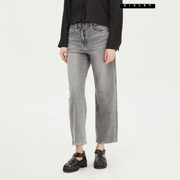 SISLEY 워싱 배색 일자 와이드 데님팬츠 SADP31431 724491_이미지