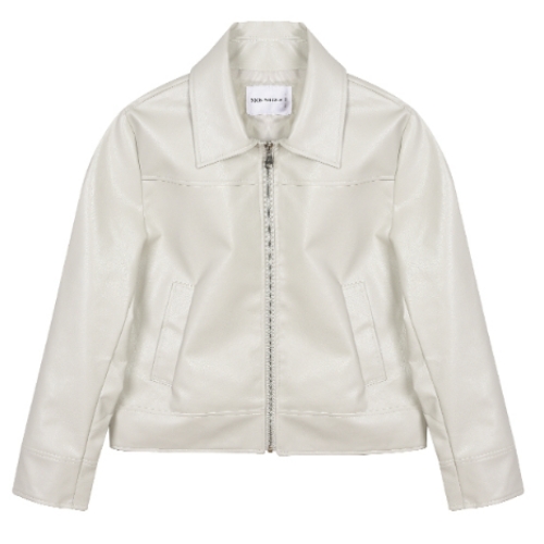 닉앤니콜 ESSENTIAL VEGAN LEATHER JACKET (크림)