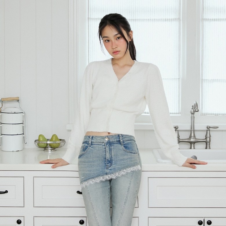 에고이스트 테일얀 단추 포인트 V넥 가디건 ES3OKG52I_DG_DG_이미지