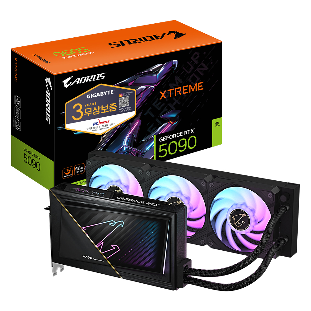GIGABYTE AORUS 지포스 RTX 5090 XTREME 워터포스 D7 32GB 피씨디렉트이미지입니다. 누르면 해당 게시물로 새창이동합니다.