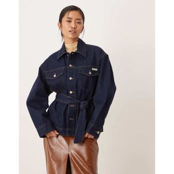 진 타이 웨이스트 데님 청 자켓 다크 워시 블루 153972618