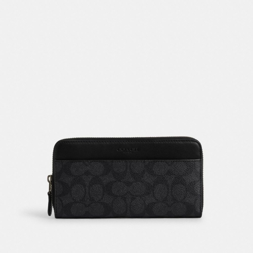 코치 CY405-QBMI5 아코디언 지갑 시그니처 캔버스 차콜/플레어_이미지