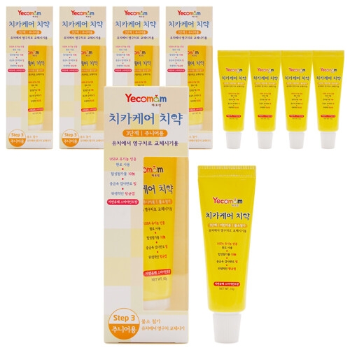 예꼬맘 어린이 치약 60g 5개 + 소형치약15g 5개 무/저/고불소
