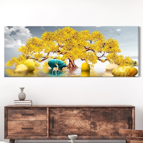 인메이블 돈들어오는 황금 돈나무 그림 고진감래 금전수 160x60cm
