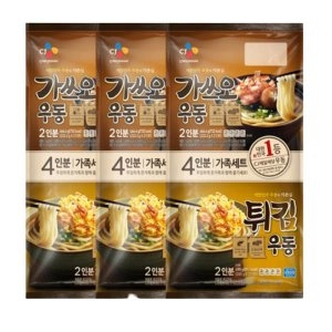 CJ제일제당 가쓰오 우동 + 가쓰오 튀김우동 가족세트 956.6g (3개)