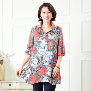 마담엘레강스 에리카 페이즐 텐셀 블라우스 K201BL09 오렌지