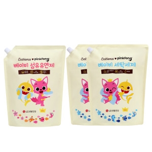 LG생활건강 베비언스 핑크퐁 베이비 세탁세제 리필 2.2L 2개 + 섬유유연제 2.2L 1개 (1세트)