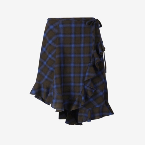 여성 체크 울 프릴 스커트 Z254MSD023